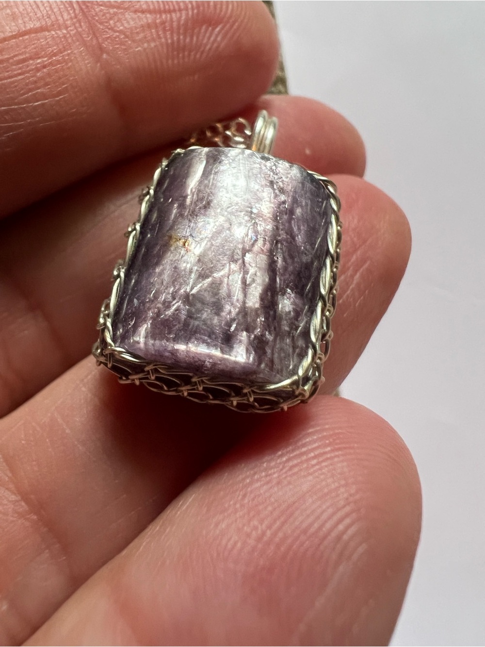 Handmade Lepidolite Pendant on a Sterling silver chain